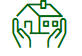 a green outline of a house in hands